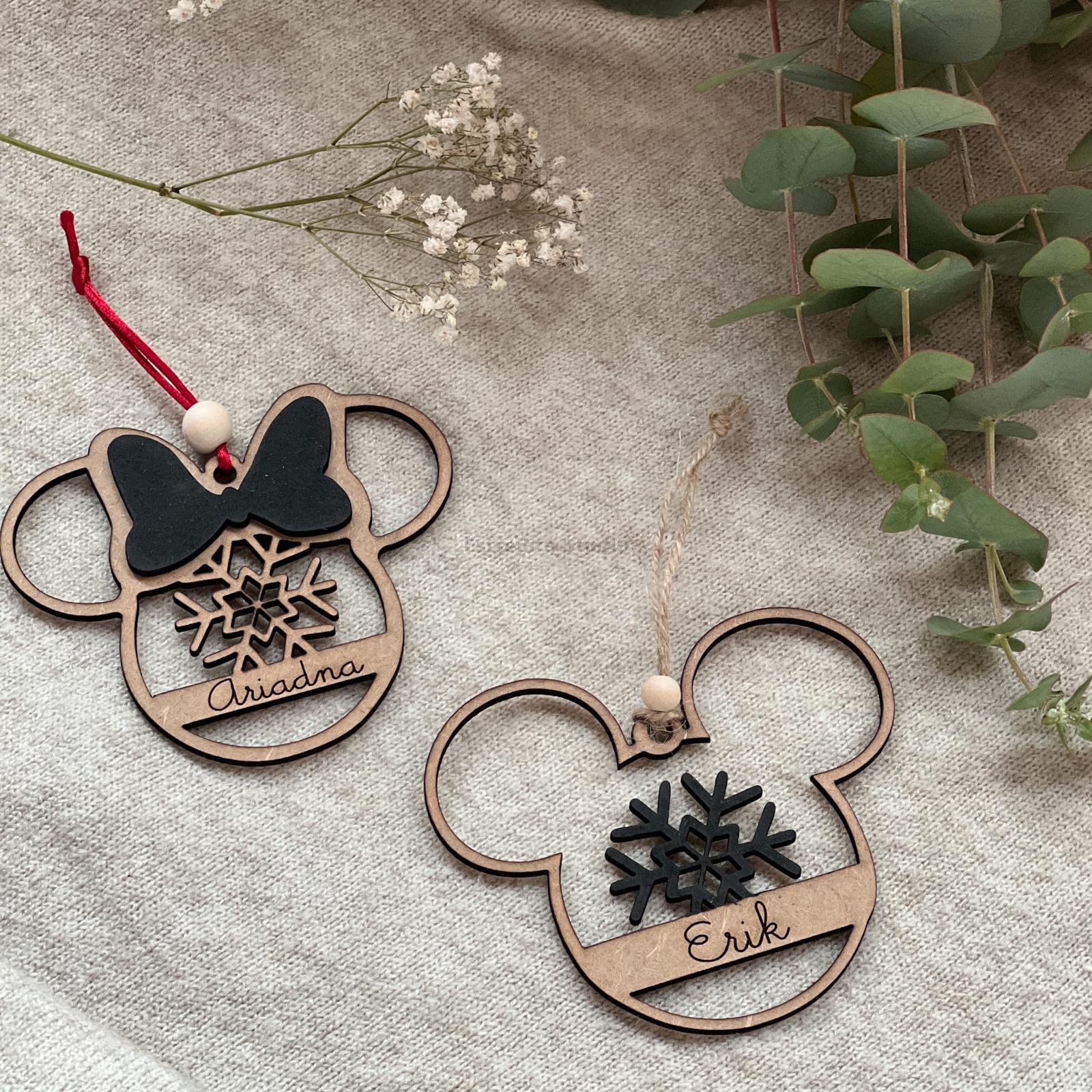 Bola Mickey y Minnie copo de nieve